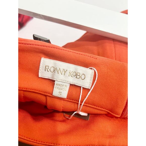 Ronny Kobo Blythe Draped Ruched High Rise High Slit Maxi Skirt Tangerine Small - Picture 4 of 5